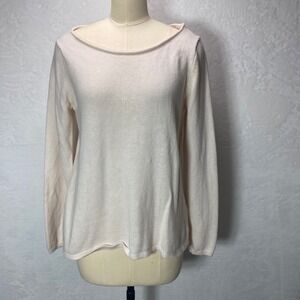 Old Navy‎ Womens Cream Knit L Sweater Crew Neck Long Sleeve Boho Pullover